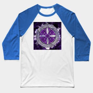 Purple Celtic Shield Knot on Marble Baseball T-Shirt
